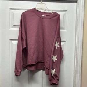 Bloom + Pop Mauve Shirt with White Stars on 1 Sleeve Medium